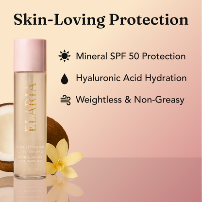 Brume fixatrice SPF 50 légère et transparente